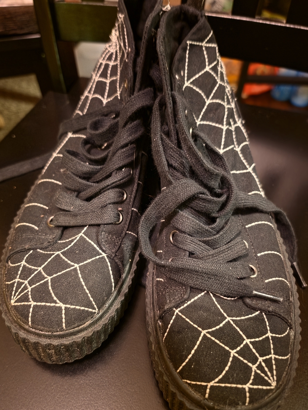 Demonia Black Spiderweb High-Tops Shoes
